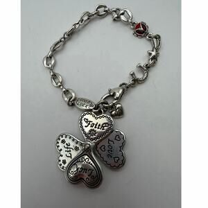 ⁠Brighton Lucky Clover Charm Bracelet Good Luck Horseshoe Ladybug Faith Love 7"⁠